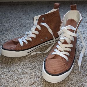Corduroy high top sneakers